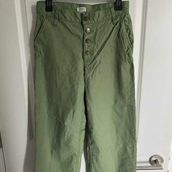 JCREW Green Wide-Leg Button Up High-Waist Pants - Picture 2 of 4